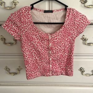 brandy melville pink cheetah zelly top